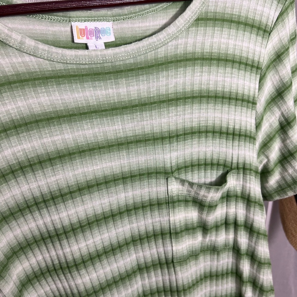 LuLaRoe Gradient Green and White Stripe Dress